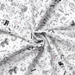 Acrylic oilcloth - Doodle animals white Acrylic oilcloth - Doodle animals white