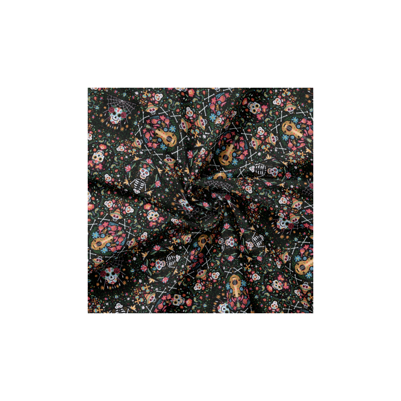 Acrylic oilcloth - Coco Skulls black