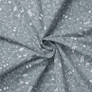 tissu enduite acrylique - Alvin Animals bleu fumée
