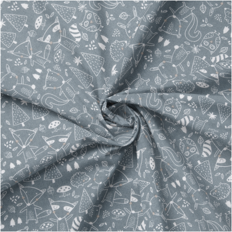 tissu enduite acrylique - Alvin Animals bleu fumée
