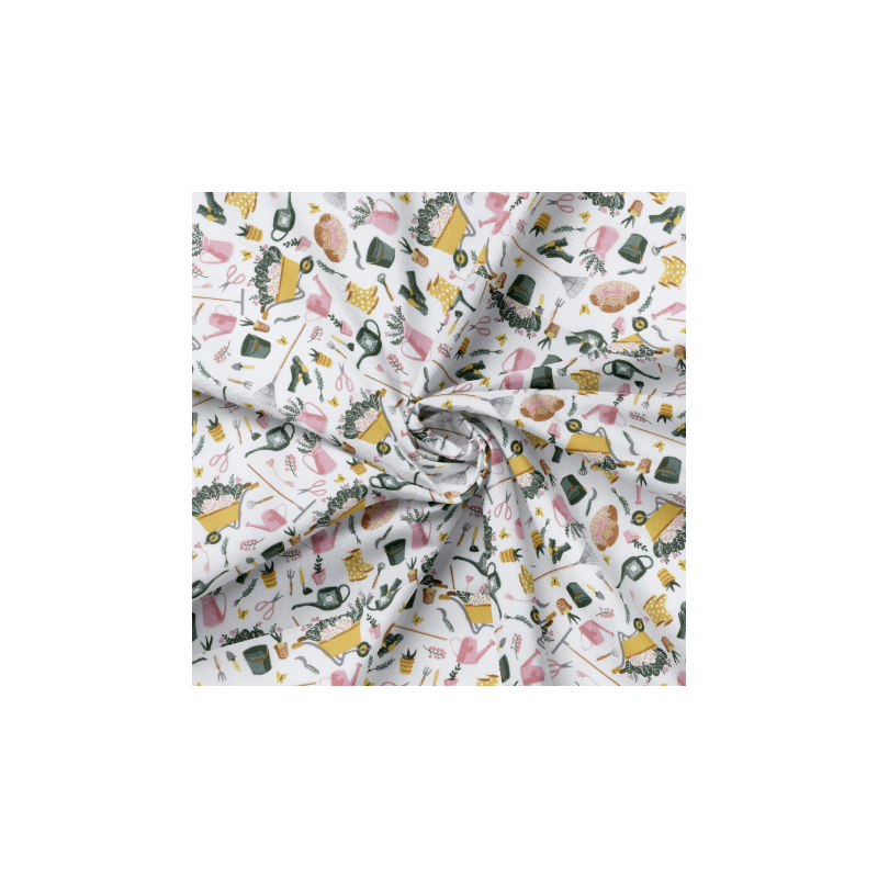 Acrylic oilcloth - Garden white Acrylic oilcloth - Garden white