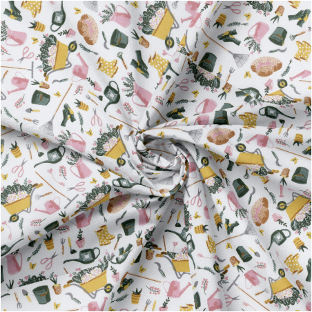 tissu enduite acrylique - Blanc jardin