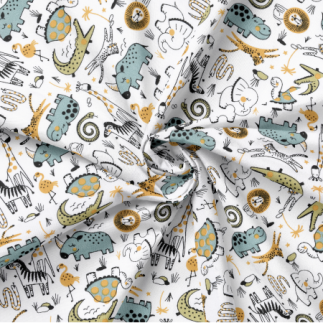 Oilcloth acryl - Zoo white