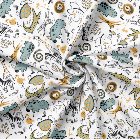 Acrylic oilcloth - Zoo white