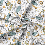 tissu enduite acrylique - Zoo blanc