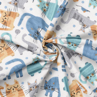 Acrylic oilcloth - Cats ecru