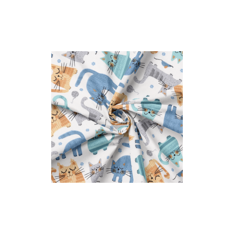 Acrylic oilcloth - Cats ecru