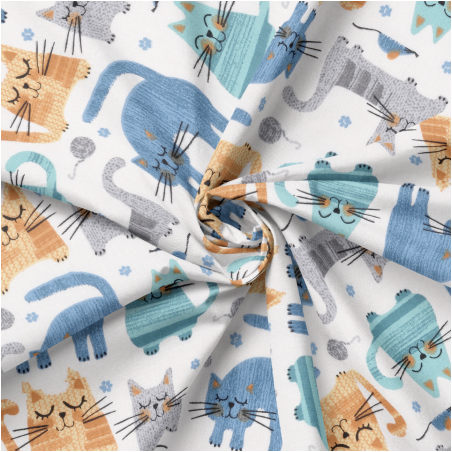 Acrylic oilcloth - Cats ecru