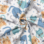 Oilcloth acryl - Cats ecru