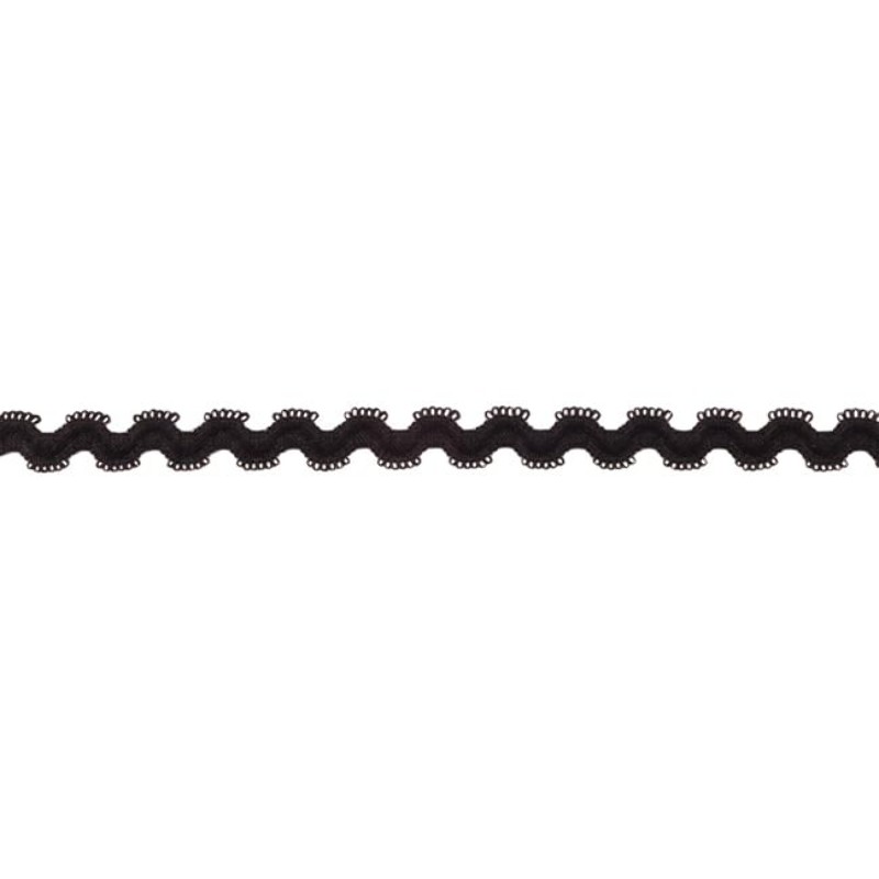 Elastic rick rack black