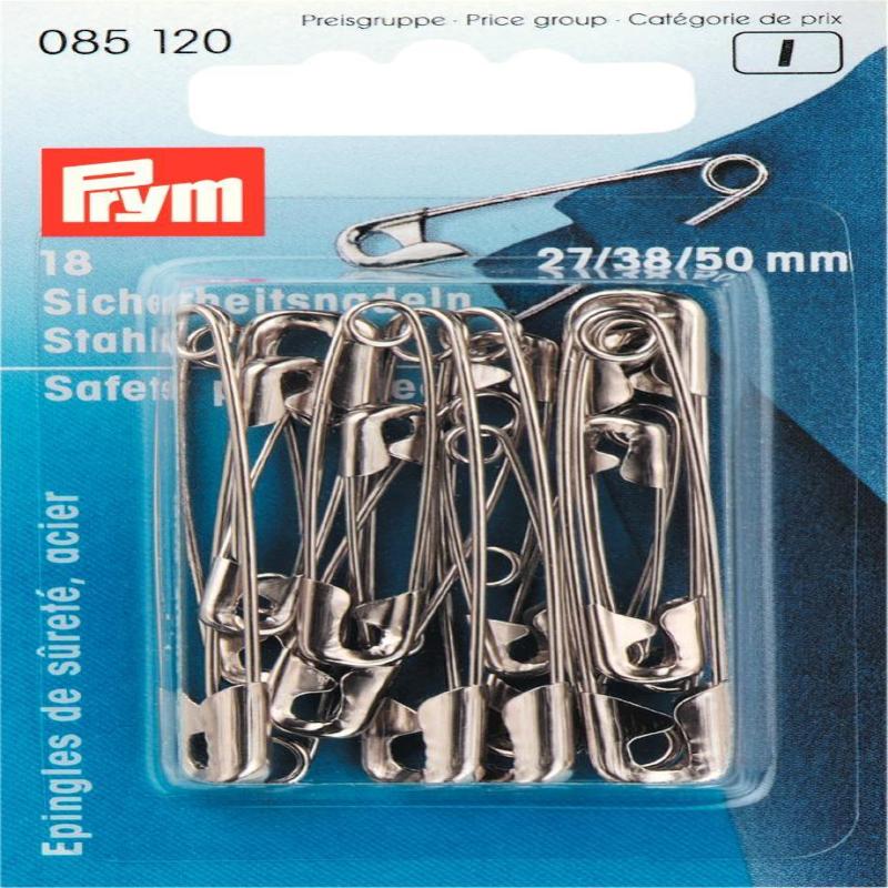 Épingles de sûreté Prym assorties (27/38/50) 18 pièces.