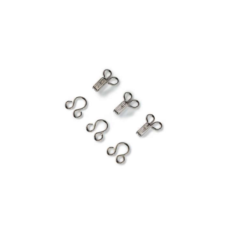 Hooks and eyes - 12 sets - silver