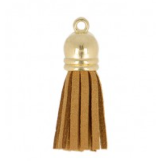 Hang on tag - Mini-Tassel Imitation leather camel