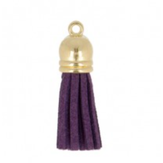 Pendant - Mini tassel faux synthetic leather aubergine