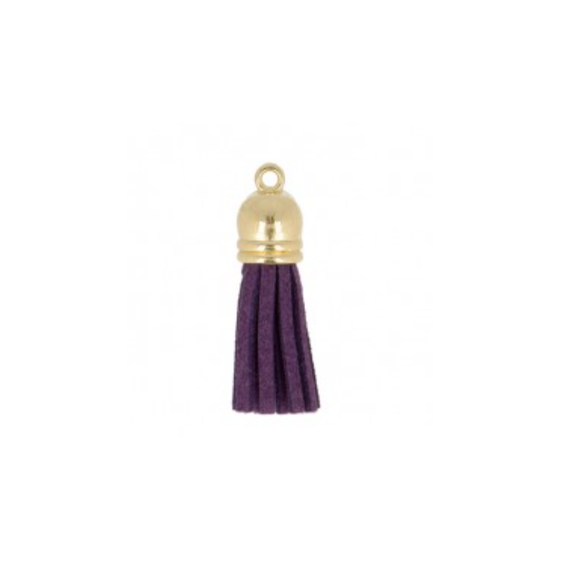 Pendant - Mini tassel faux synthetic leather aubergine
