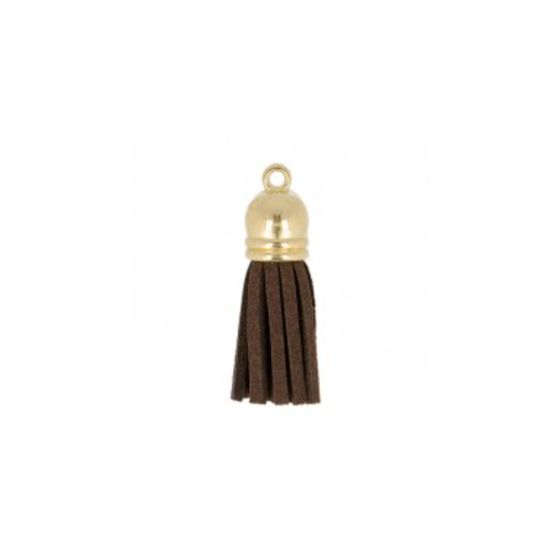 Pendant - Mini tassel faux synthetic leather dark brown