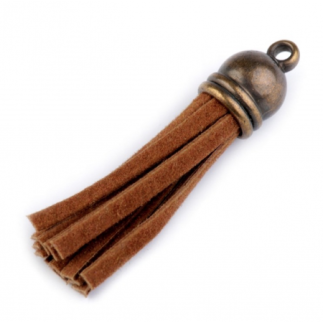 Pendant - tassel synthetic leather brown (st)