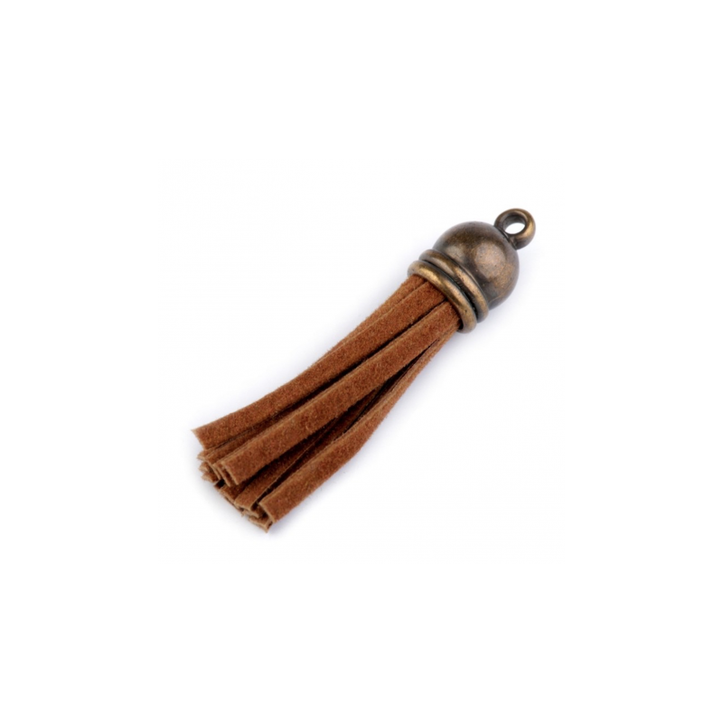 Pendentif - pompon similicuir marron (st)