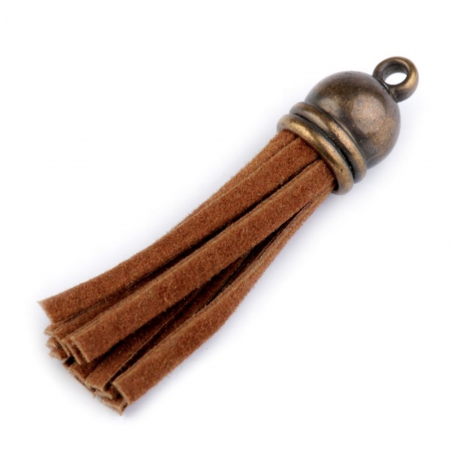 Pendentif - pompon similicuir marron (st)