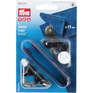 Prym Nähfrei Jeansknöpfe 17mm altsilber