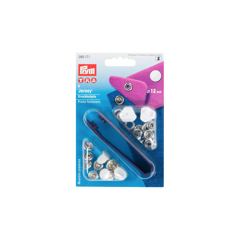 Boutons pression sans couture Prym jersey 12 mm blanc