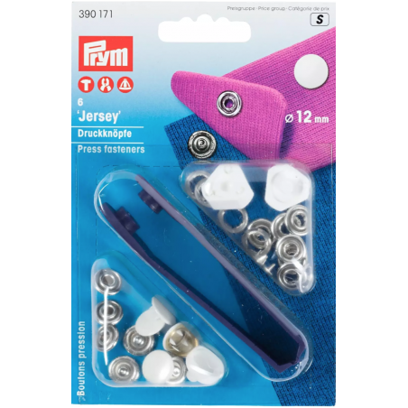 Boutons pression sans couture Prym jersey 12 mm blanc