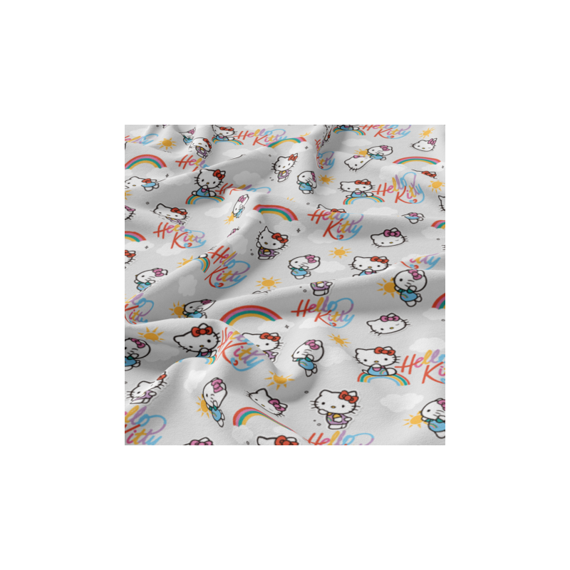 Cotton - Hello Kitty Rainbow light grey