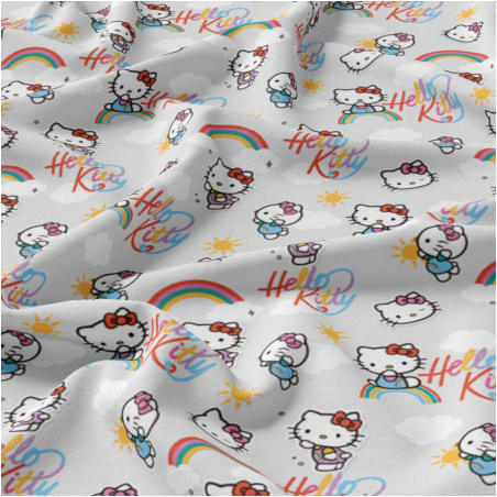 Baumwolle - Hello Kitty Rainbow hellgrau