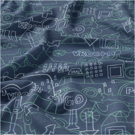 coton tissé - Hilco Traffic Outline bleu marine