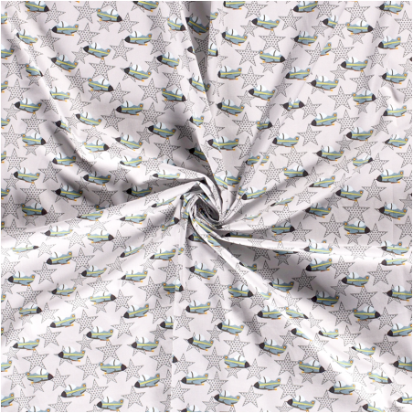Cotton - Airplane Star light grey