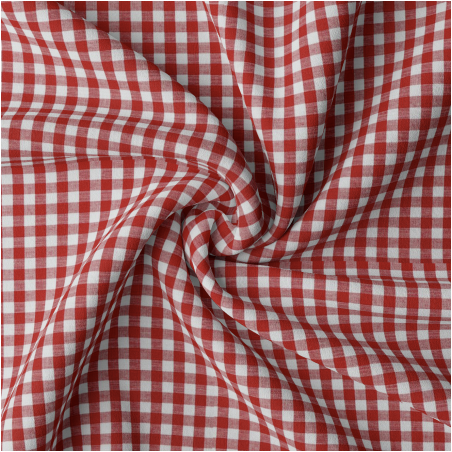 Cotton - check red / white