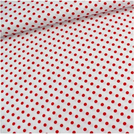Woven Cotton - Dots white/red