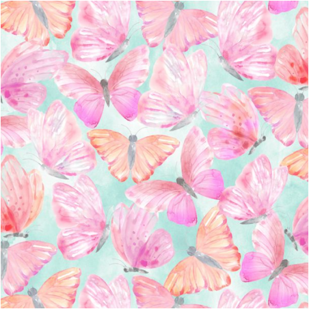 Wilmington fabric - Winged Whispered Butterfly aqua