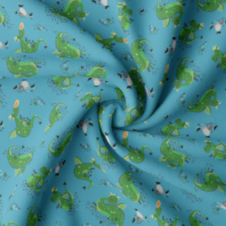 Camelot fabric - Once upon a time Dragon aqua