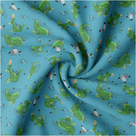 Camelot fabric - Once upon a time Dragon aqua