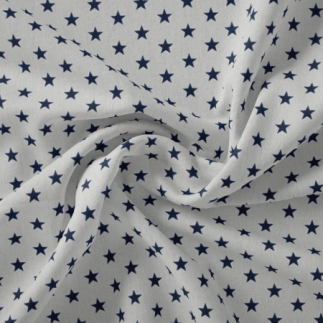 Coton tissé popline - Petites étoiles blanc / gris (v)