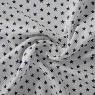 Popeline de coton - étoiles blanc / gris (v)