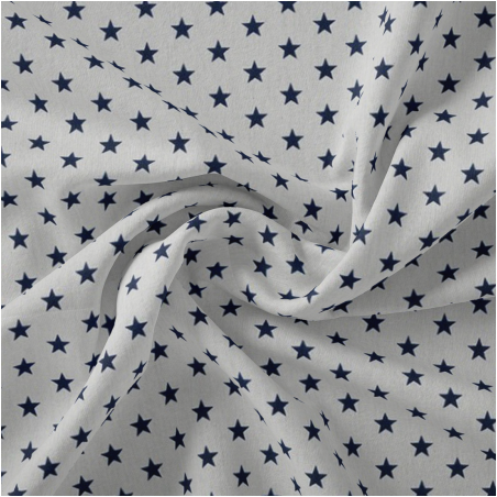 Coton tissé popline - Petites étoiles blanc / gris (v)