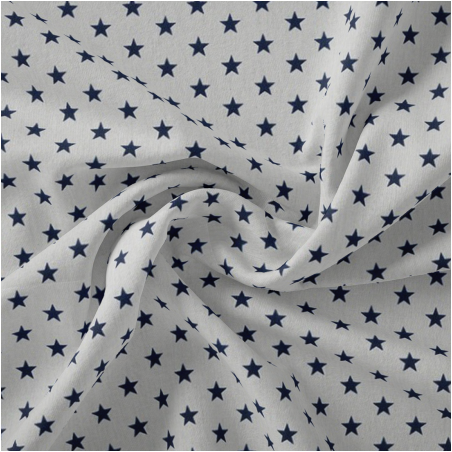 Popeline de coton - étoiles blanc / gris (v)