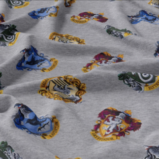 Jersey Knit - Harry Potter emblem light grey melange