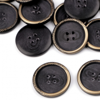 Coat button 25.4mm - black / gold