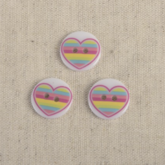 Button - rainbow Heart white