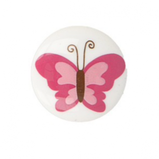 Button - Butterflies pink