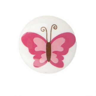 Button - Butterfly pink