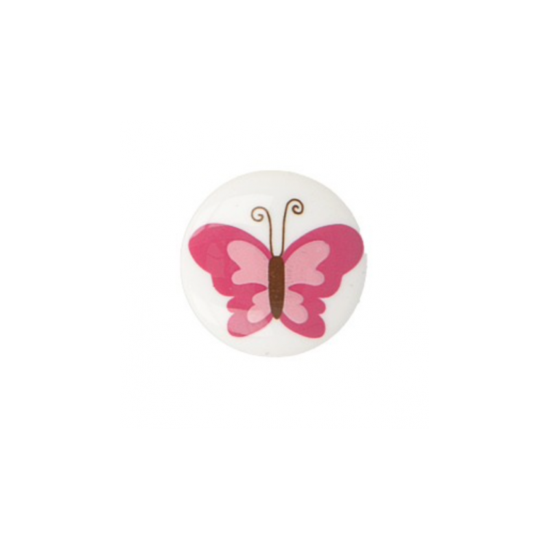 Button - Butterfly pink