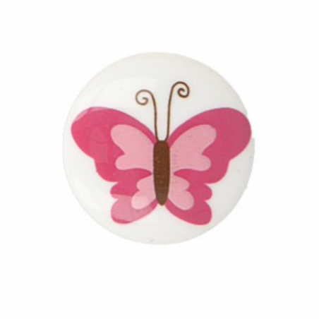 Button - Butterflies pink