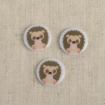 Button - hedgehog white