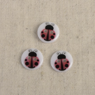 Button - ladybug white