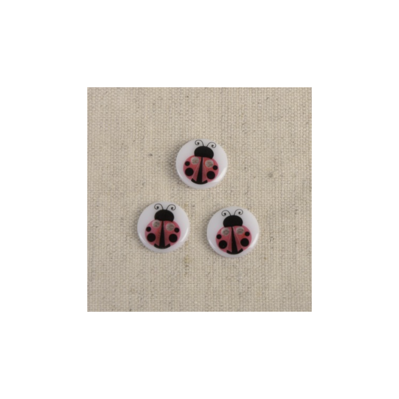 Bouton - Coccinelle blanche