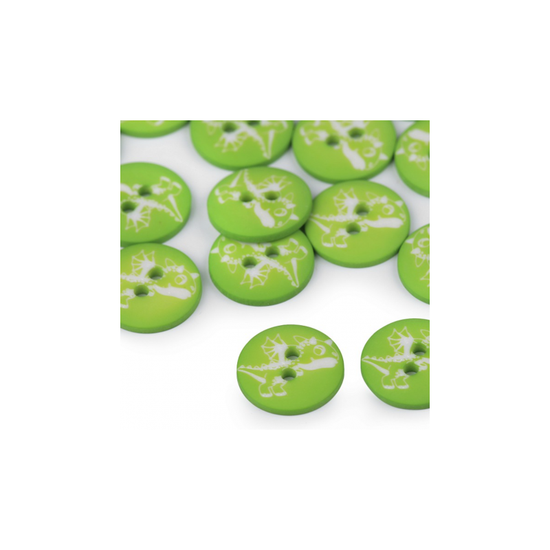 Bouton 15,4 mm - Dragon vert clair